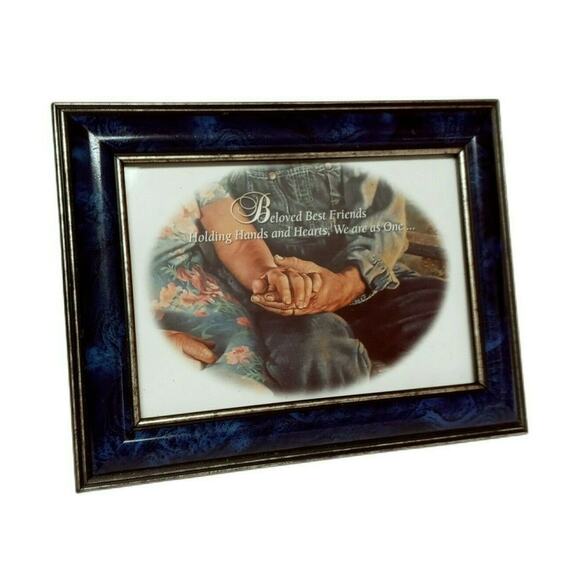 Farmer Couple Framed Print Love Inscription VTG Decor 💙 - Picture 3 of 9